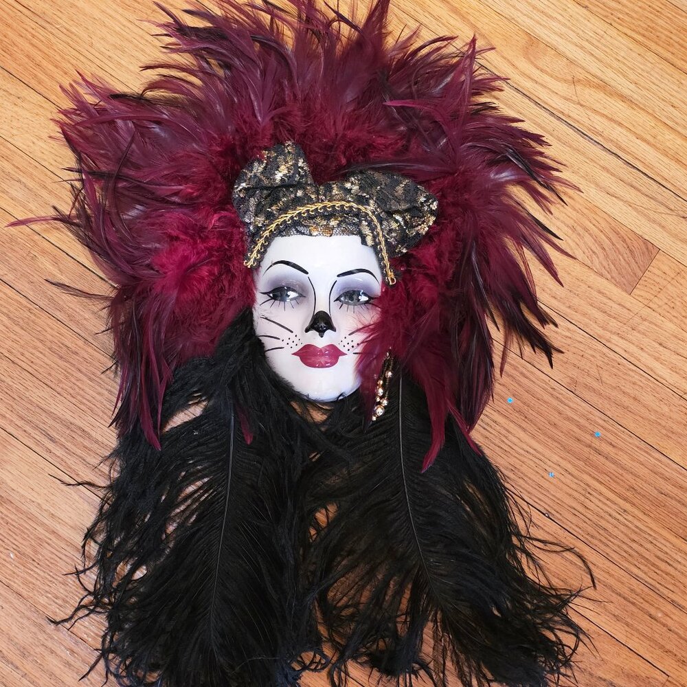 Vintage Handcrafted Wall Mask – Unique Creations – Signed -mardi gras